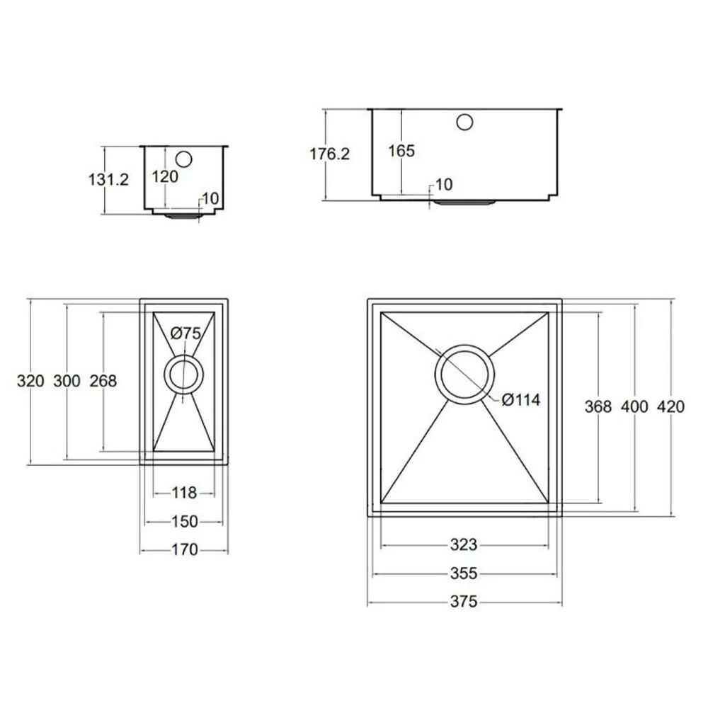 AXIXUNO SET B - 355U & 150U SHORT HALF BOWL SINK - Image 2