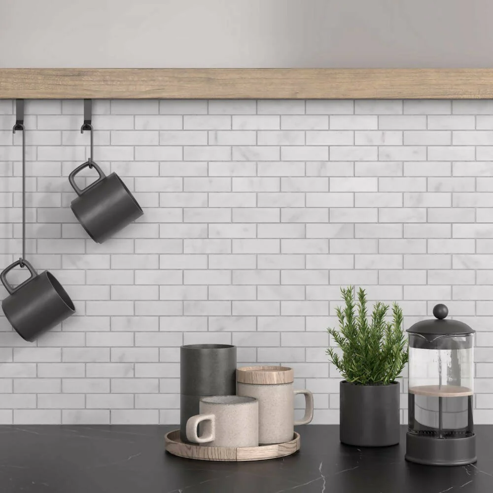 CARRARA WHITE BRICK MARBLE MOSAIC TILES - Image 2