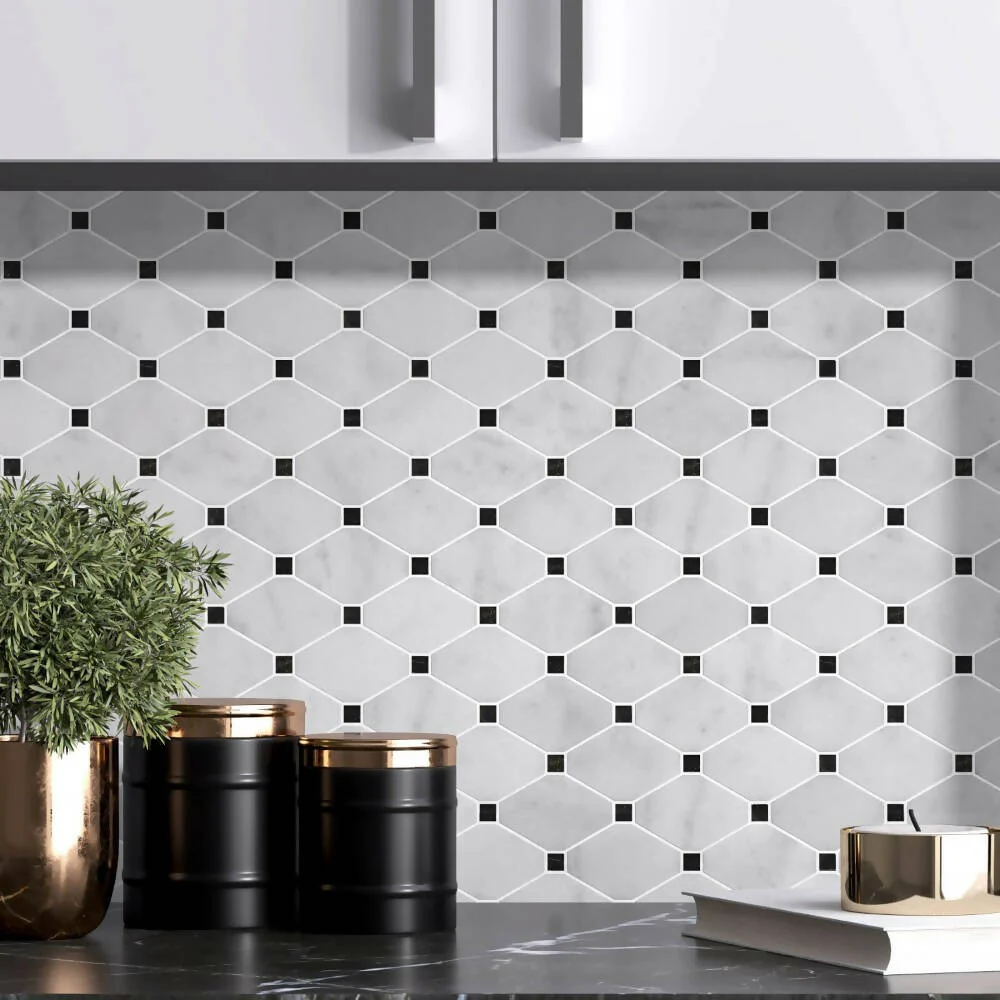 CARRARA WHITE DIAMOND MARBLE MOSAIC TILES