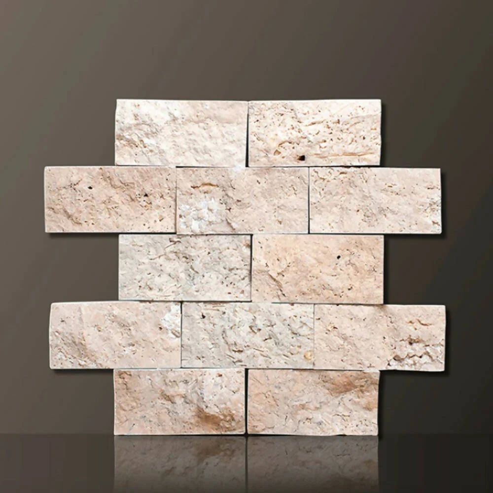 CLASSIC SPLIT-FACE TRAVERTINE MOSAIC TILES