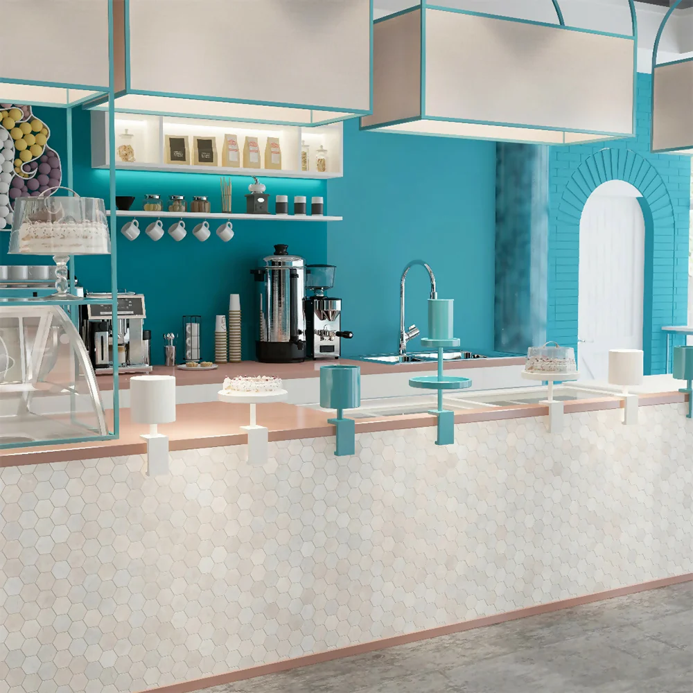 CREMA MARFIL MOSAIC HEXAGON TILES - Image 2