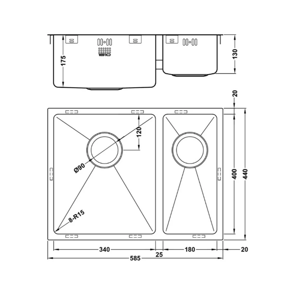 ZENDUO15 340/180U BBL SINK - Image 4