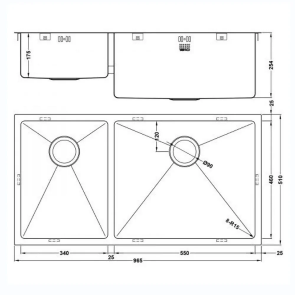 ZENDUO15 340/550U XXL DEEP BBR SINK - Image 4