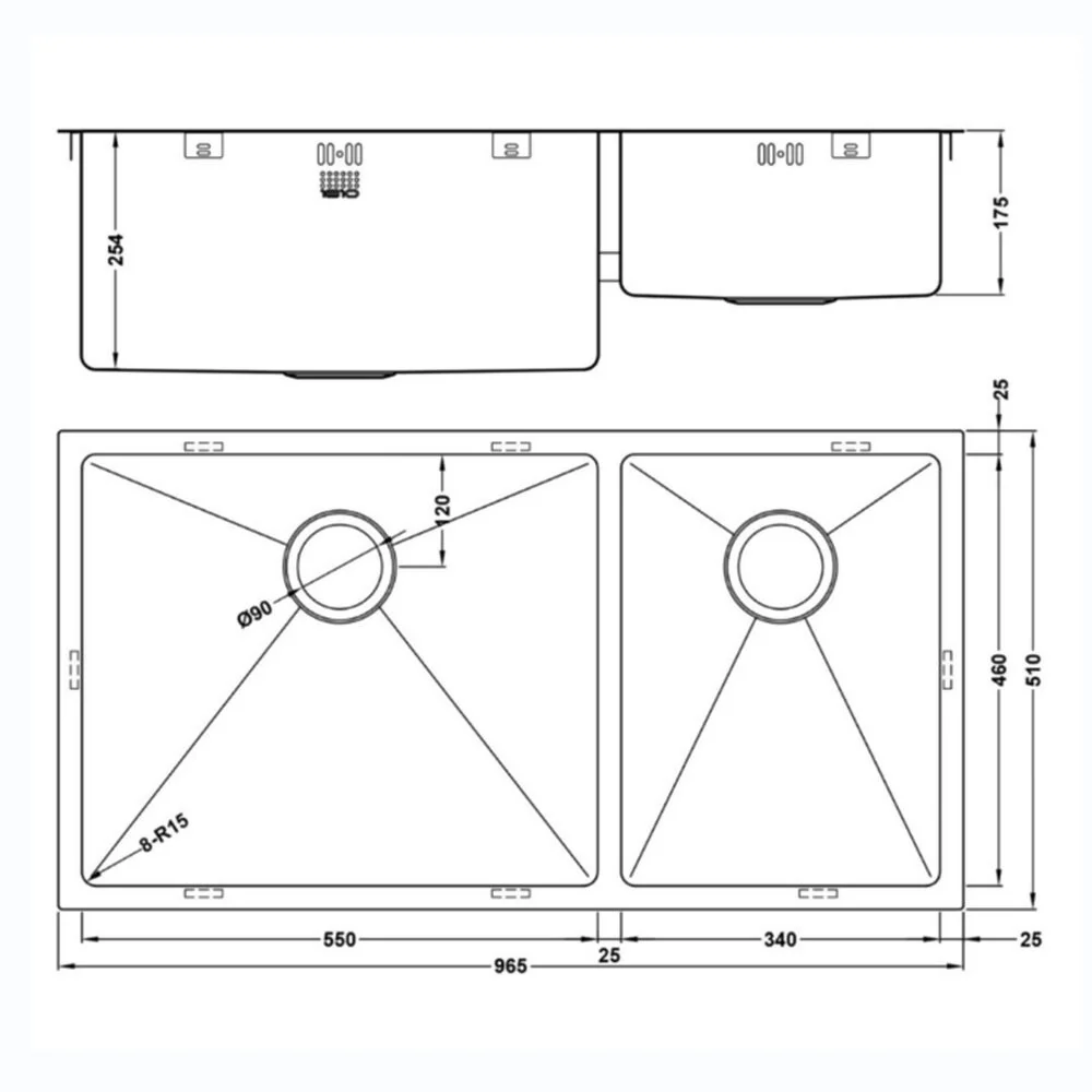 ZENDUO15 550/340U XXL DEEP BBL SINK - Image 4